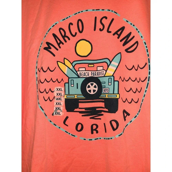 Marco Island Florida T-Shirt Top Women's 2XL Graphic Print Beach Paradise (Y) - Picture 5 of 5